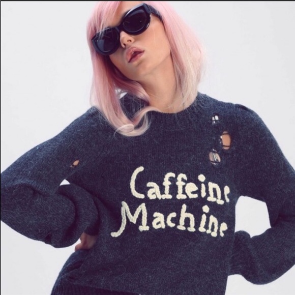 Wildfox caffeine machine sweater knit destroyed - Picture 7 of 15